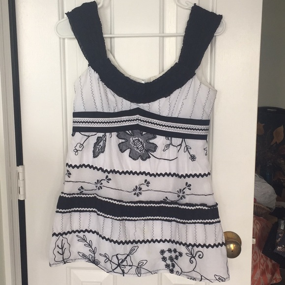 Black and white Nanette Lepore Tank blouse 4 - Picture 1 of 8